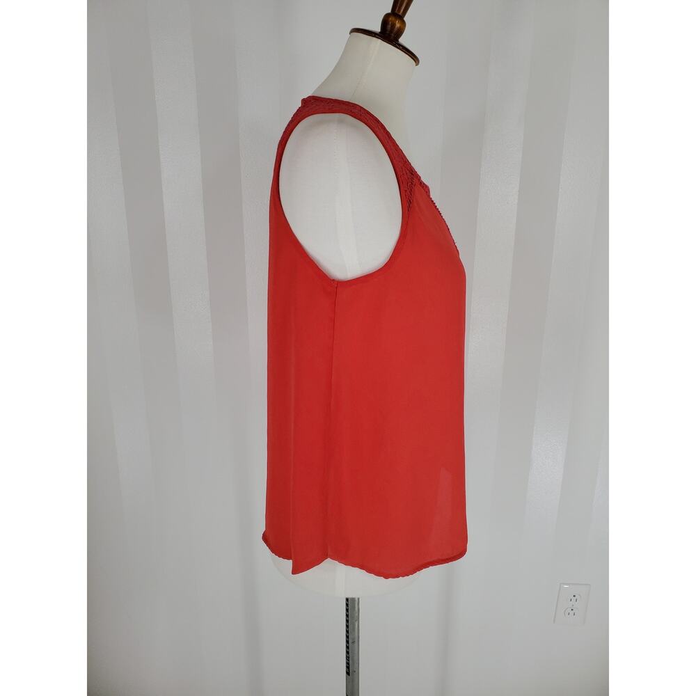 Monteau Coral Lace Yoke Sleeveless Blouse Romantic Boho Sz L - Picture 2 of 9